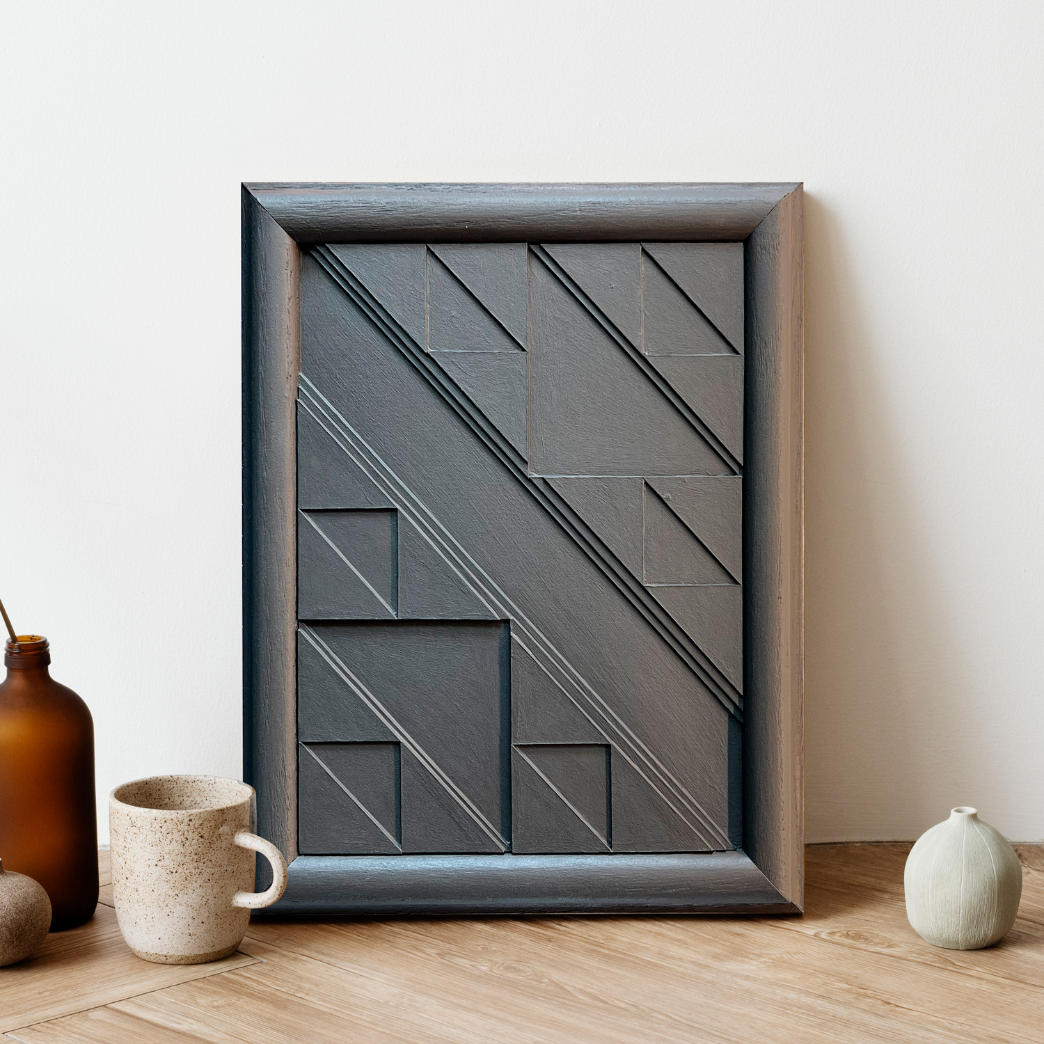 Image of Layer 03 Framed Triangular Minimalist Geometric Wall Art on Etsy